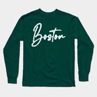 Boston // Retro Typography Design Long Sleeve T-Shirt